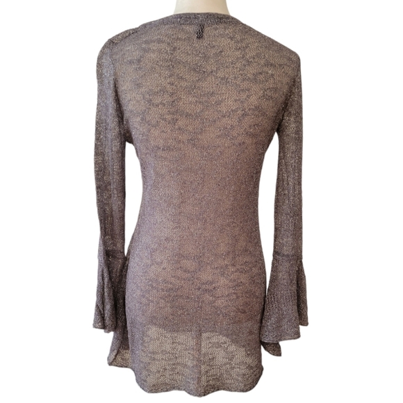 WHBM Sheer Silver Metallic Mesh Top Size Small - Picture 4 of 6